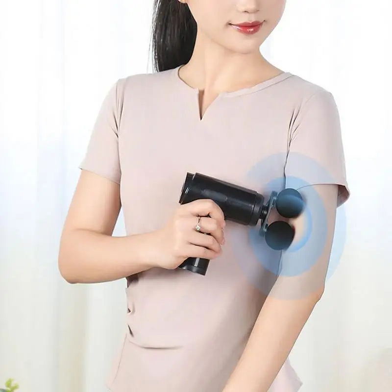 Back Massager Hand Massager with 4 Massage Heads Portable Quiet Handheld Electric Relaxer for Fitness Training Travel